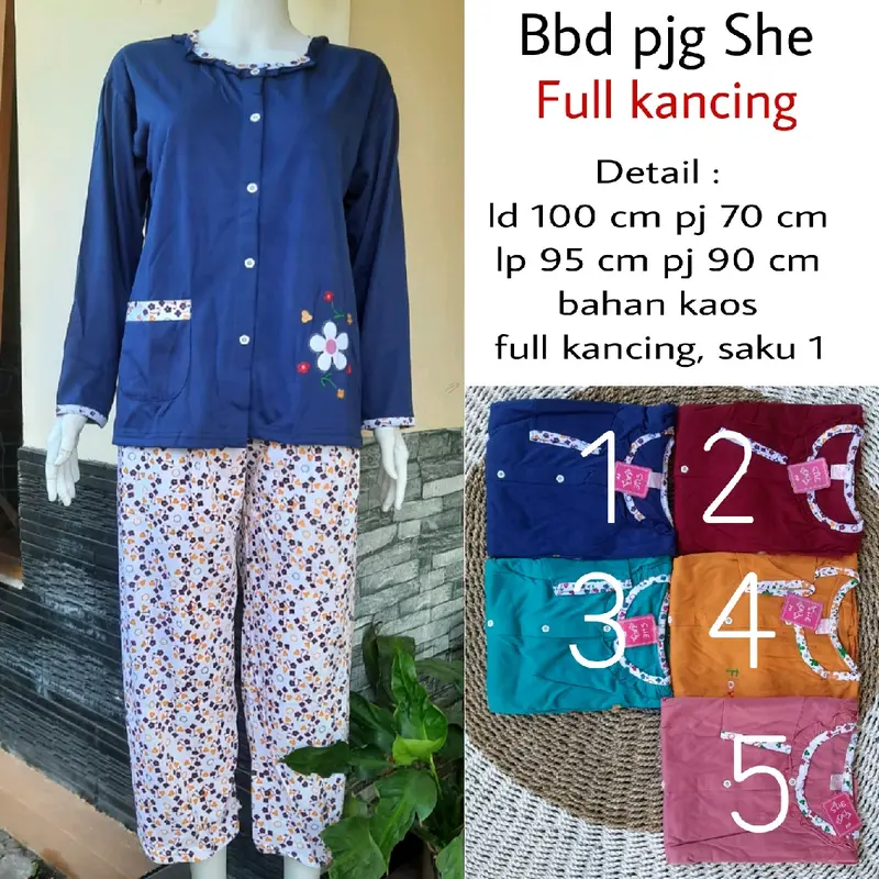 Paket hemat 2pcs babydoll lengan panjang baju tidur wanita full