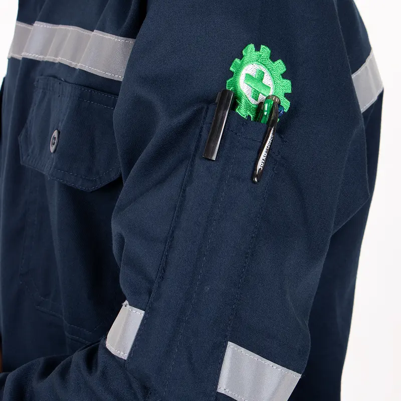 Eliter Workwear - Baju Safety Wearpack Navy Proyek Pria Lengan Panjang Kerja Lapangan Tambang Cargo K3 Cream Krem Hitam 4