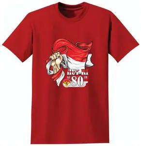 KAOS DEWASA ATASAN OBLONG COWOK LENGAN PENDEK DISTRO KEMERDEKAAN 17 AGUSTUS KE-80 AD-616 Lembut Motif Panjang Pria Dewasa Baju Keren Tangan