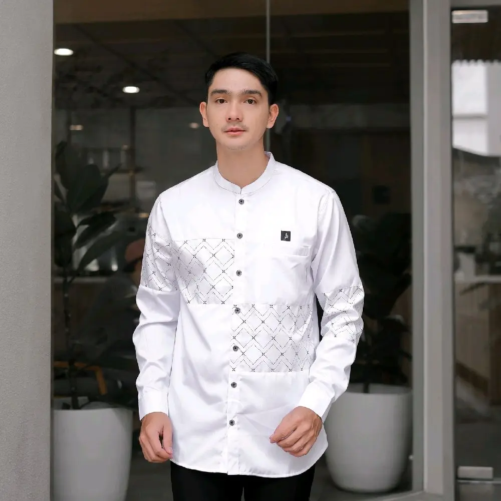 KEMKO MUSLIM KEMEJA KOKO KURTA ARKANZA MOTIF SUBLIM KATUN TOYOBO PREMIUM ALANZA DISTRO TANGAN PANJANG DEWASA