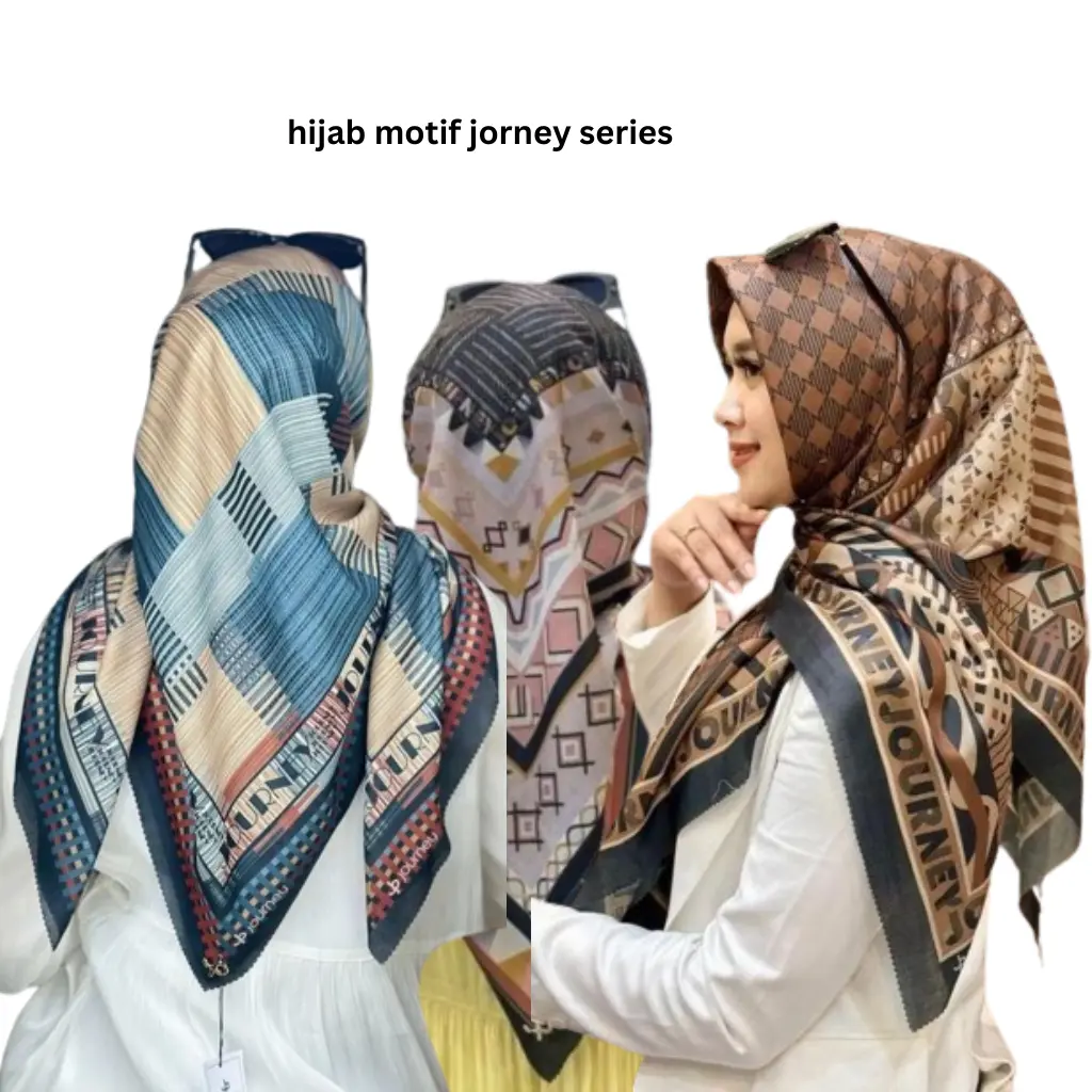 Kerudung Segi Empat Motif Jorney Disya Ayra Fara Series Jilbab Mewah Nyaman Voal Muslim Square Santai
