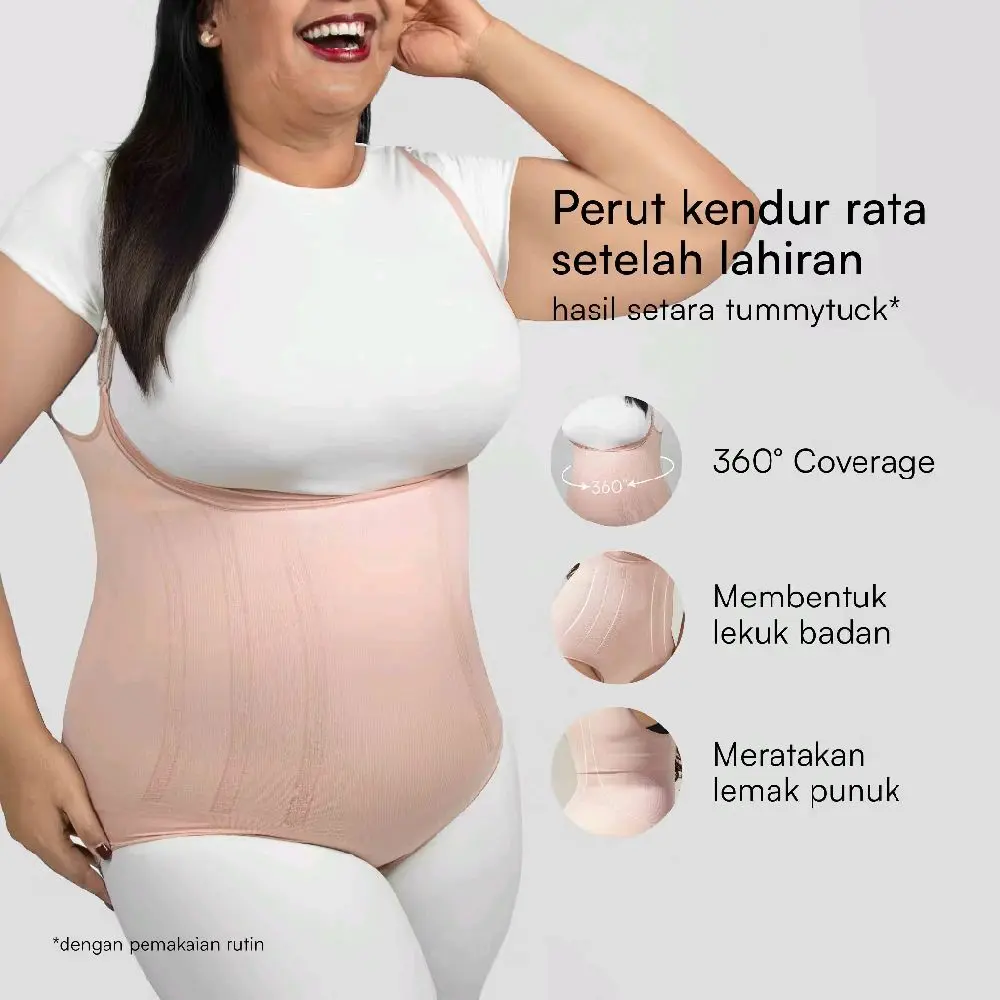 CHESS Body Shaper Baby Pink 2X Lebih Cepat Langsing Tanpa Tulang Dan Kawat Wanita Busa Boxer Perut Korset