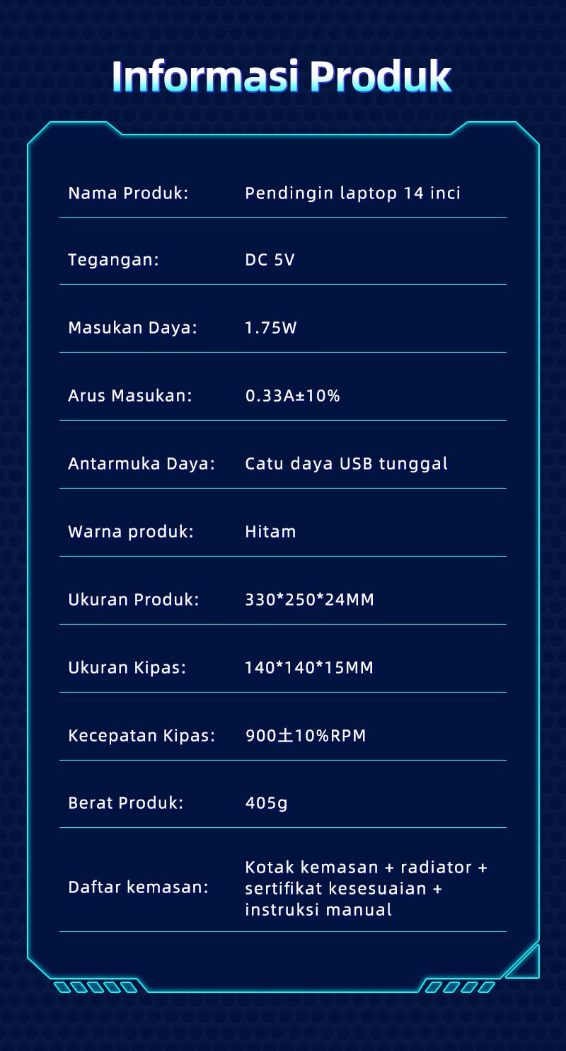 YLV Cooling Pad RGB Light Laptop Kipas Laptop Cooling Pad  Pendingin Laptop Silent - M19 For Gaming Laptops Computer 10-14 Inci.