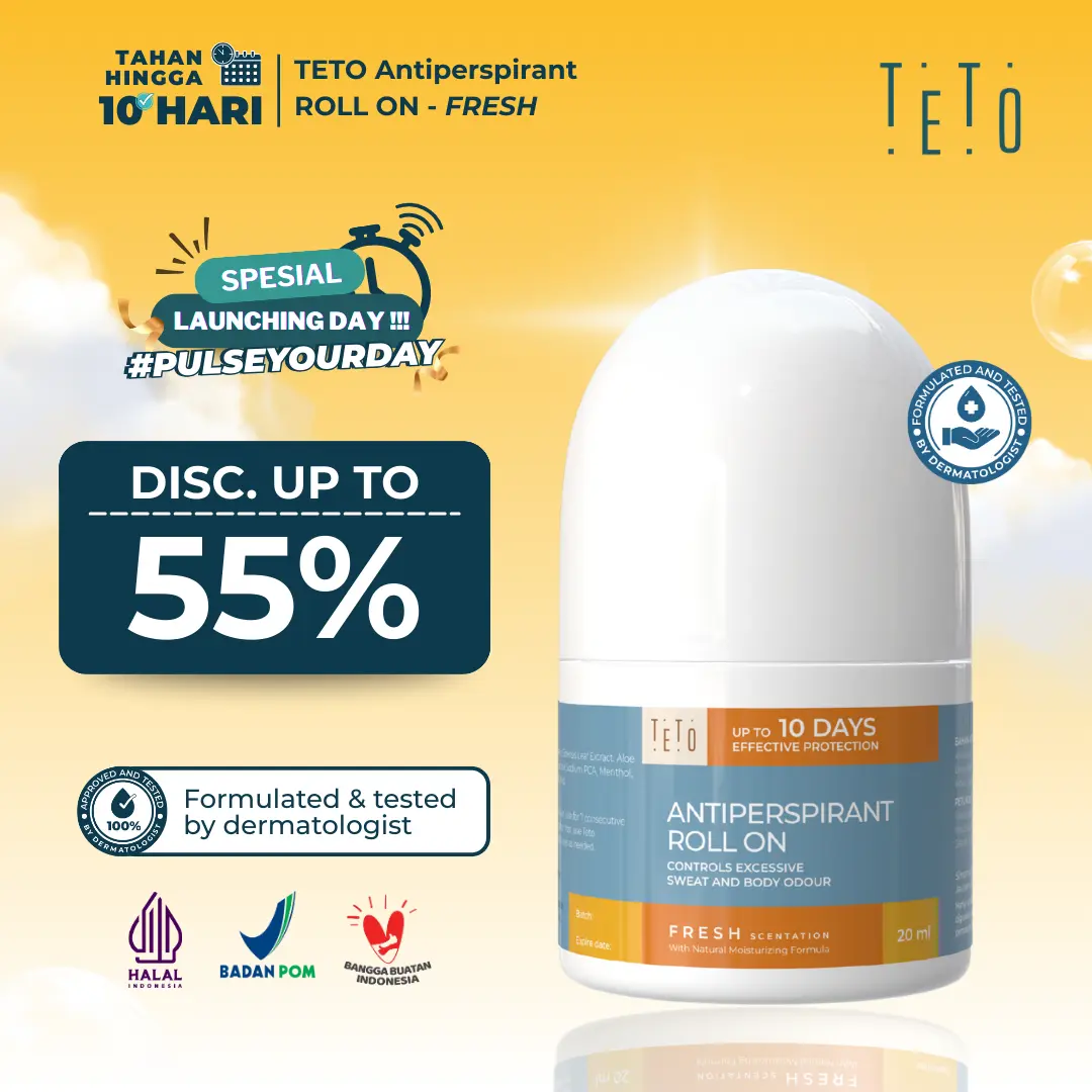 [BIG SALE] TETO Antiperspirant Roll On 20ml - Fresh, Mengurangi Keringat dan Bau pada tubuh serta ketiak