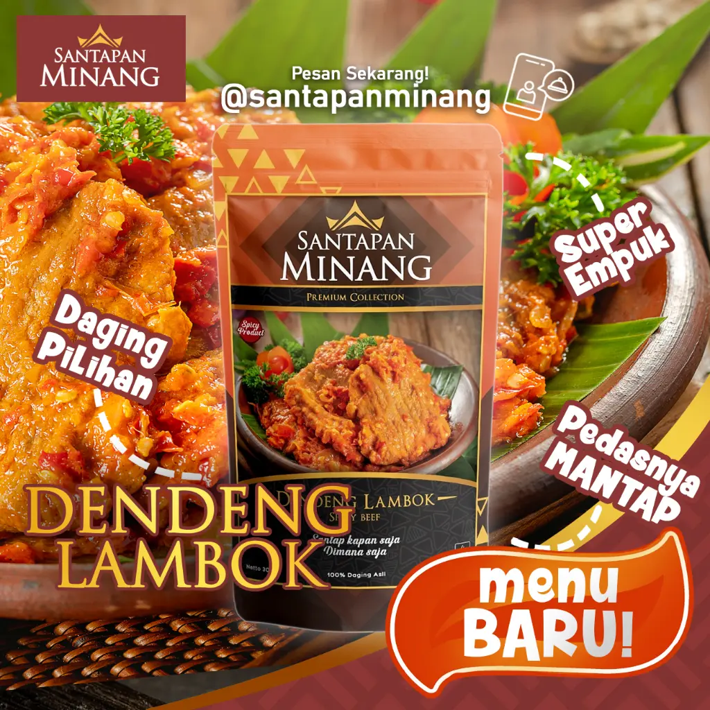 Santapan Minang Dendeng Balado Sapi Basah Lambok Asli Khas Padang 250 gram Halal