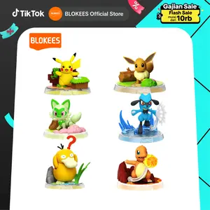 Blokees Pokemon Classic Edition CV-S 01 Pikachu Mainan Figur Aksi Blokees Model kits Karakter Charmander Eevee Bulbasaur Squirtle Umbreon figure anime