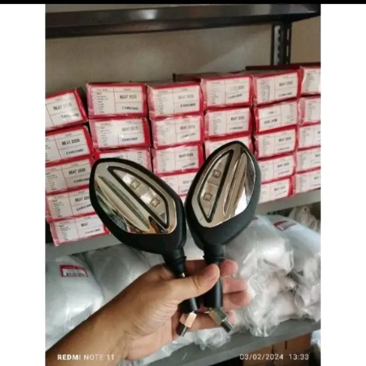 Spion Bubut 3 Jari Spion Bubut Tangkai Pendek Spion Led Bubut Original Spion Style  Plat KT 1