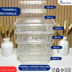 [25 PCS] Thinwall Persegi Panjang / Thinwall Rectangle 200ml 250ml 500ml 650ml 750ml 1000ml PACK