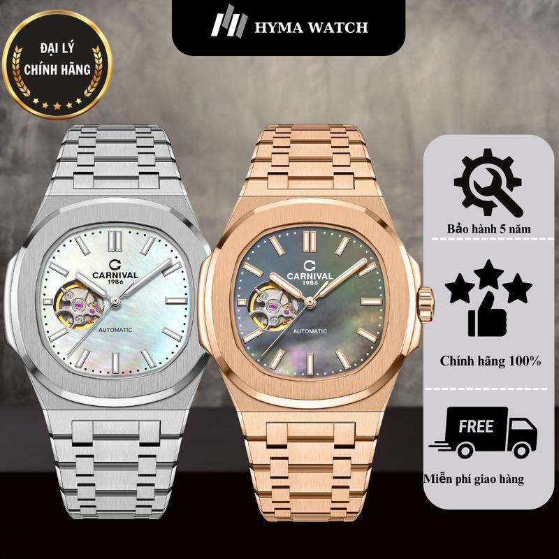  Đồng hồ cơ Nam Carnival 8128G Phiên bản Xà cừ  Bảo hành 5 năm Hyma Watch 