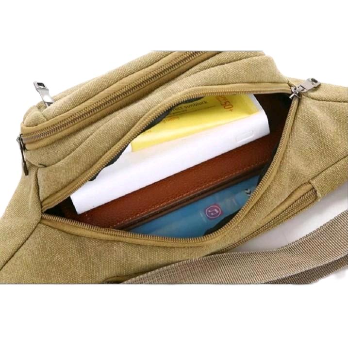 Tas pinggang waist bag kanvas import terbaru 2024 Hitam 8