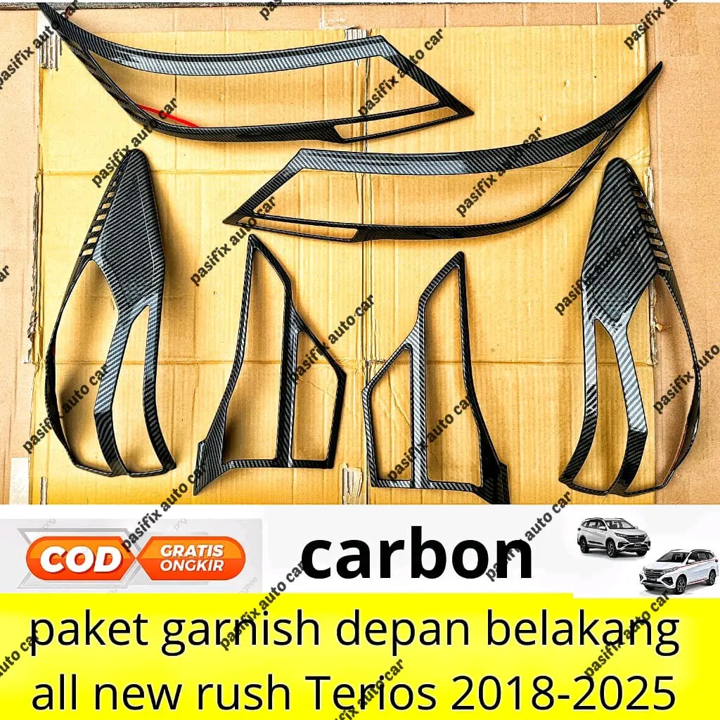 paket garnish lampu depan belakang all new rush terios 2018 2019 2020 2021 2022 2023 carbon