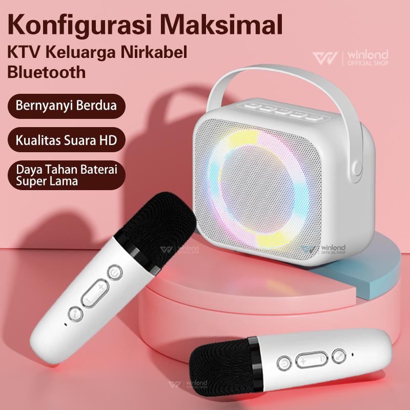 (COD) Winland Speaker Bluetooth Karaoke 2 MIC 1 SET Portable Mini Speaker Bluetooth Bass Wireless Jam speaker listrik 6