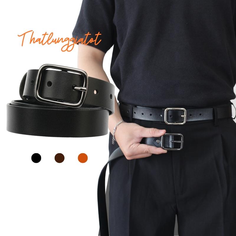 Thắt lưng da nam nữ Ulzzang mặt đen thời trang Hàn Quốc bản 2.8cm TLD012 - Thắt Lưng Giá Tốt