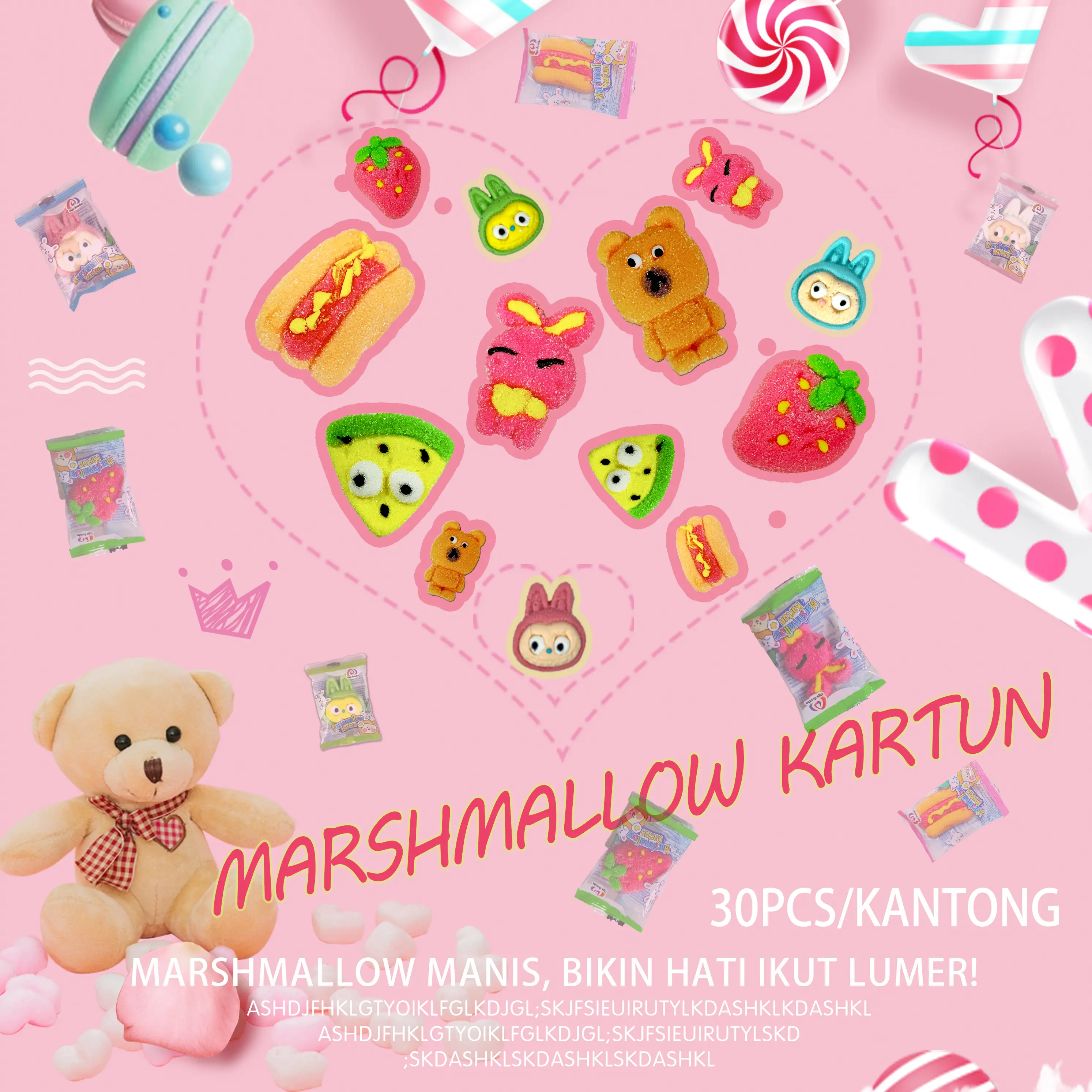 【Halal】 JAJANAN Marshmallow Kartun  permen marshmallow murah MARSHMALLOW Karakter Lucu BONEKA – Camilan Manis Anak | HALAL BPOM | Murah & Lembut