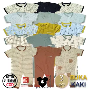 ummababyshop 3 pcs Sleepsuit Bayi Baru Lahir Buka Kaki Romper Jumper Pendek Panjang Baju Bayi Perempuan Laki Laki Set Newborn Perlengkapan Bayi Jumpsuit Tidur 0 6 Bulan Origami