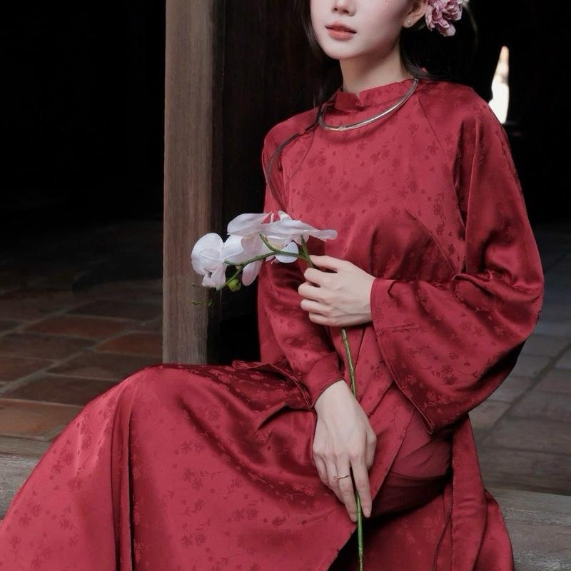 NTH BIGSIZE- áo+ quần set Áo dài cách tân fom xuông dáng xinh cổ trụ nút bọc KÈM QUẦN phù hợp các dịp lễ tết ngày trọng đại BIGSIZE