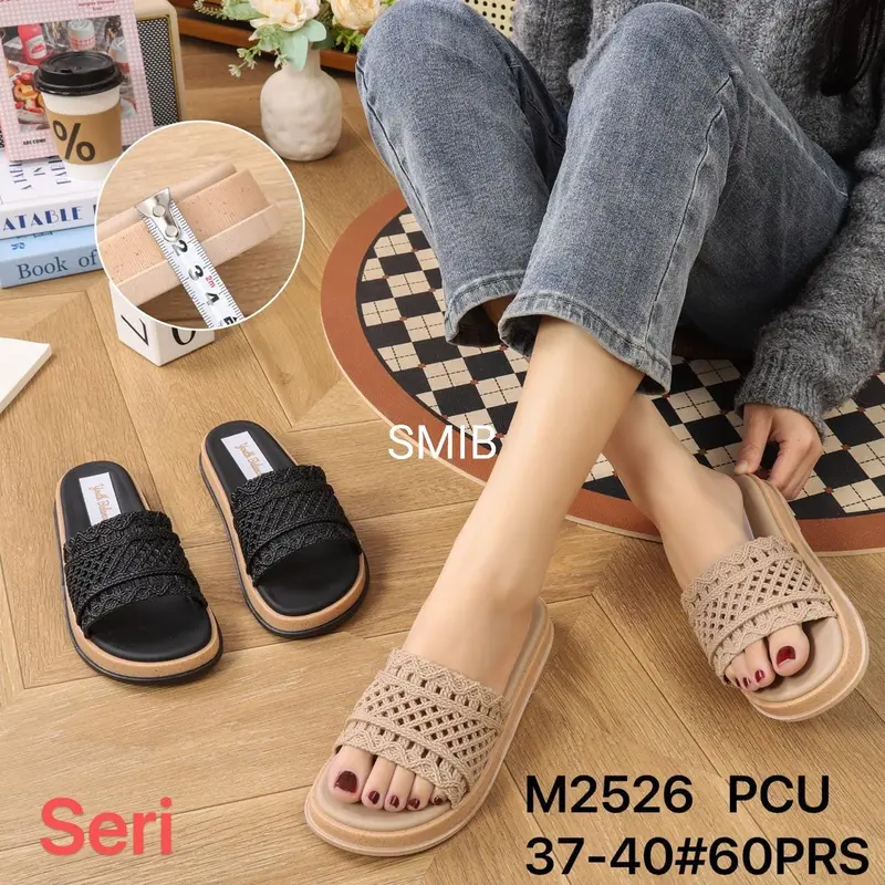 Sandal Selop Wanita Karet Import BALANCE Motif Rajut Ringan Empuk Sol 3CM / M2526 0