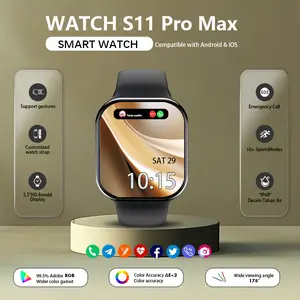 Waterproof Smart Watch 11 Pro Max  10 Pro Max  Original - 2.2" AMOLED NFC GPS Bluetooth Call Wireless Charging For Women and Men + Free Wallpaper