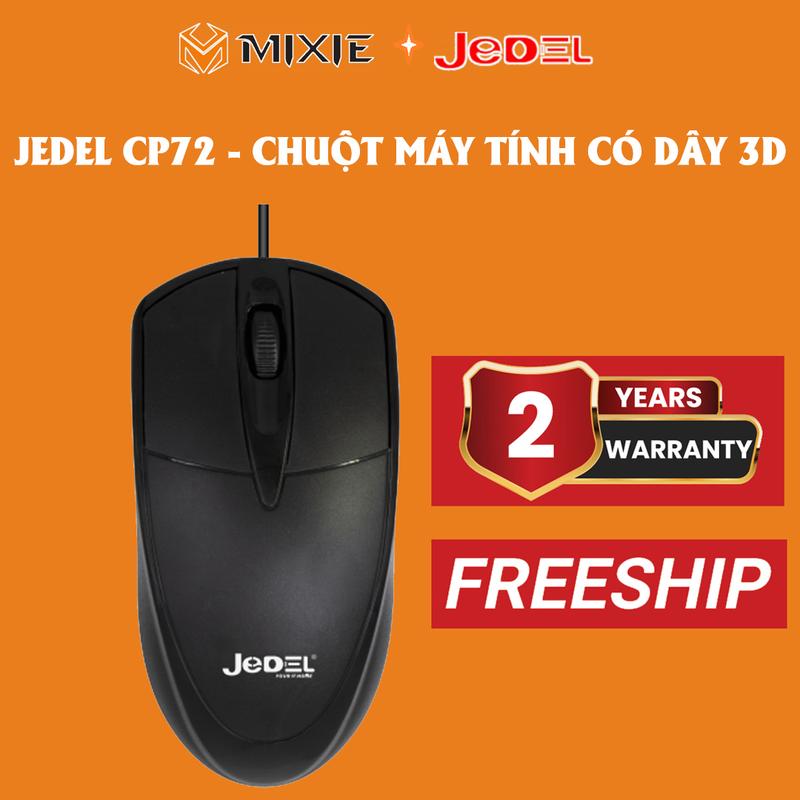 (SIÊU RẺ) JEDEL CP72 - CHUỘT MÁY TÍNH CÓ DÂY 3D MÀU ĐEN,1.35M, BẢO HÀNH 24 THÁNG