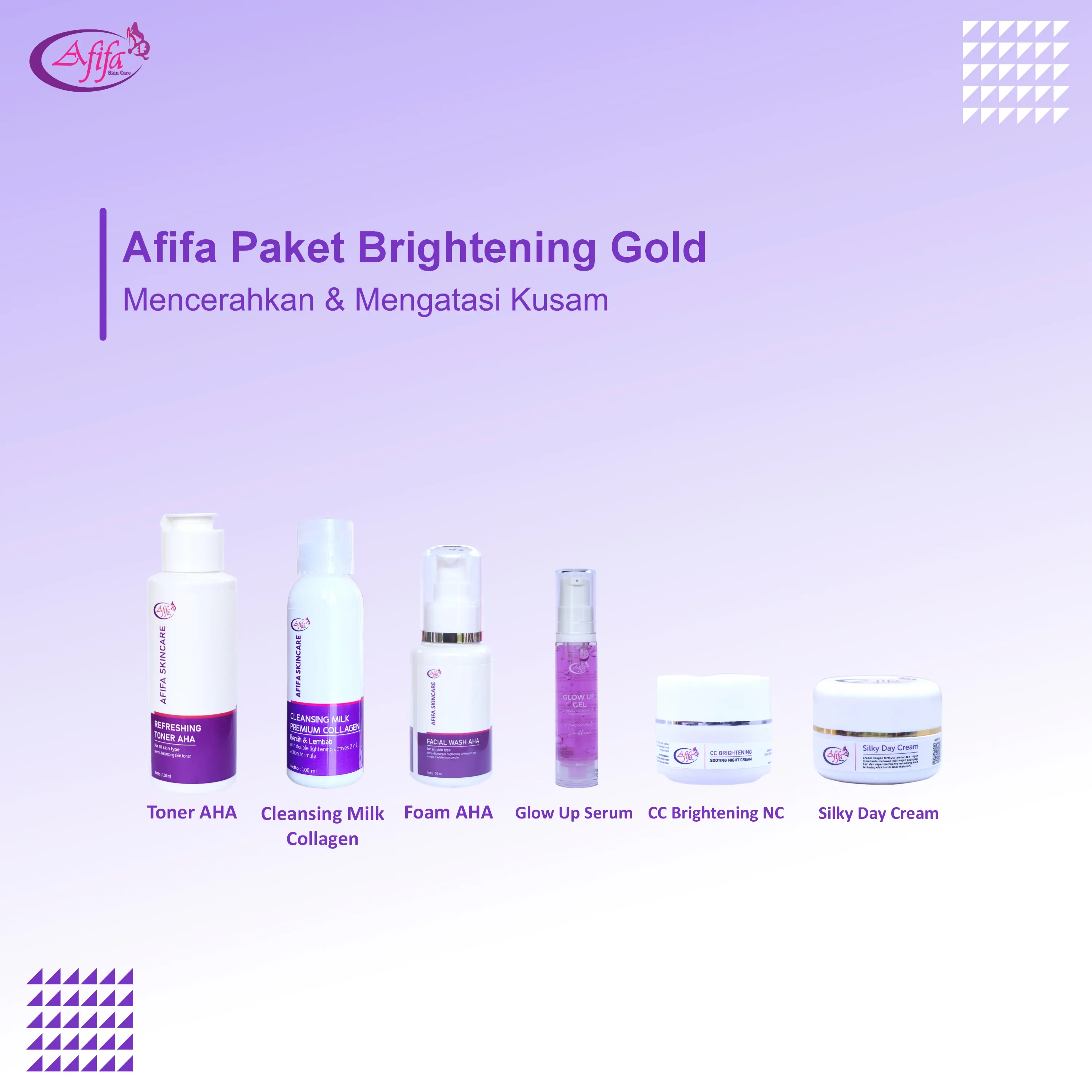 AFIFA PAKET BRIGHTENING GOLD | MENCERAHKAN & MENGATASI KUSAM Perawatan Membersihkan
