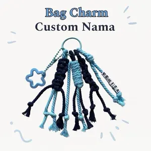 Bag Charm Gantungan Tas Aesthetic Ganci Tali Macrame Custom nama Gantungan Kunci Gaya Korea Kpop Cute Lucu Keychain Unik Kekinian untuk Tas Ransel Totebag Dompet Souvenir