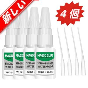多用途スーパーグルー 4個セット、高強度シアノアクリレート接着剤ジェル、靴やネイル、陶器、磁器、金属、プラスチック、木材、皮革、ガラス、クラフト、家庭用DIY、オフィスや工業修理に適した強力な瞬間接着剤・速乾補修用グルー