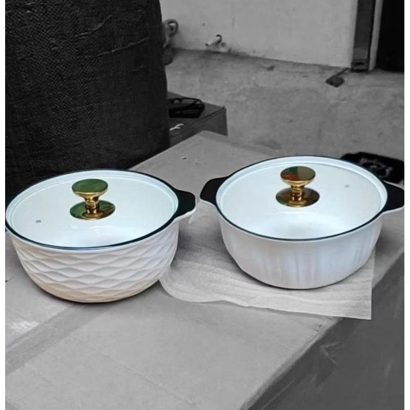  Tô sứ có nắp kính thố sứ đựng cơm sứ trắng viền đen có nắp đường kính 22cm cao 10cm 