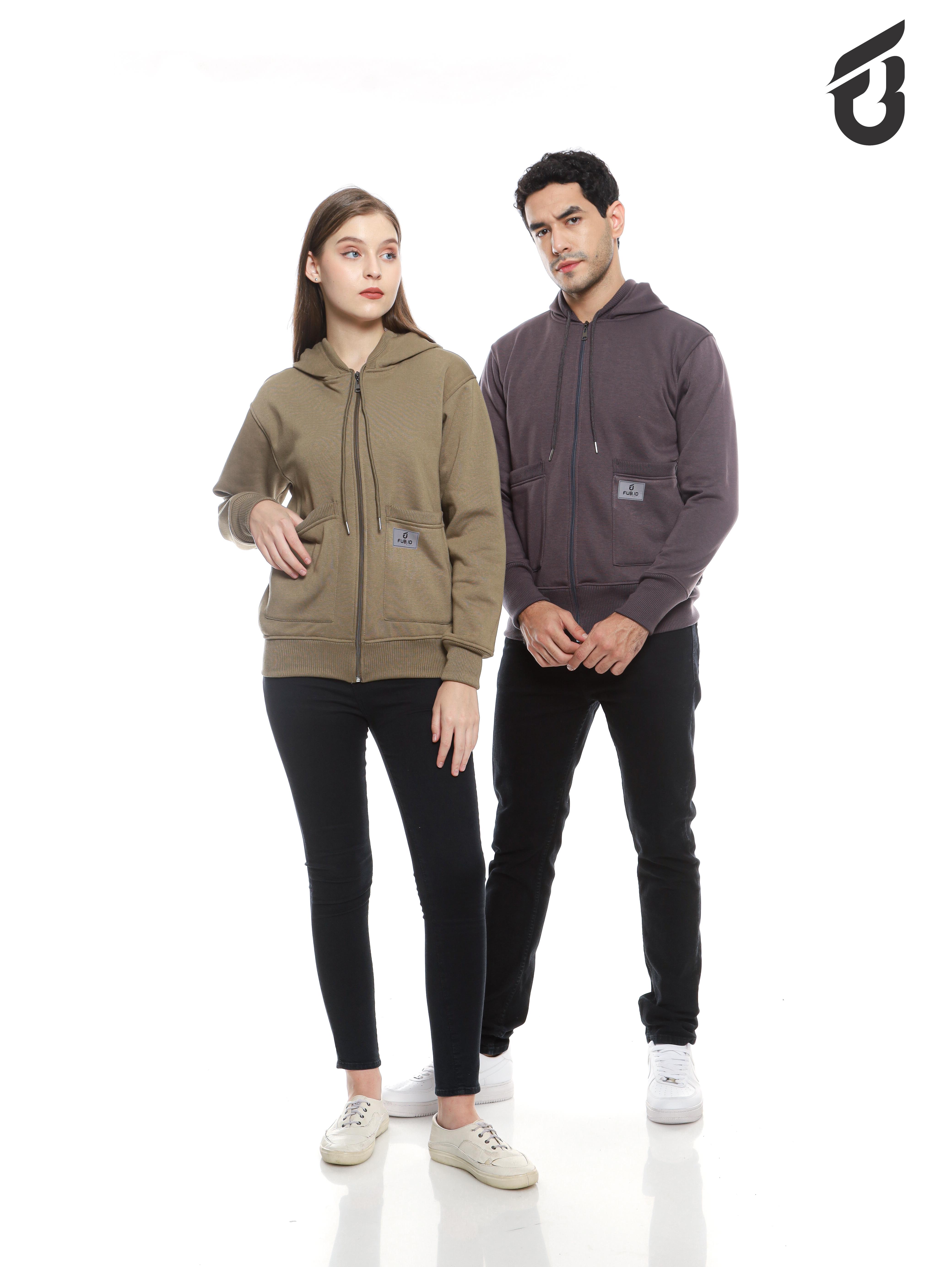 FUB V3 Jaket Zipper Fleece Korean Style Premium High Quality Unisex Bahan Fleece Nyaman Gaya Korea Cocok Untuk Pria Dan Wanita