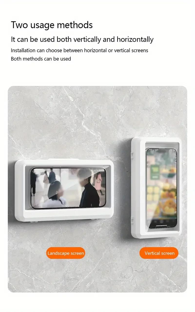 Product Introduction of Waterproof Bathroom Wall-Mounted Mobile Phone Holder with Touch Screen Protective Cover for Kitchen Sealed Storage 5