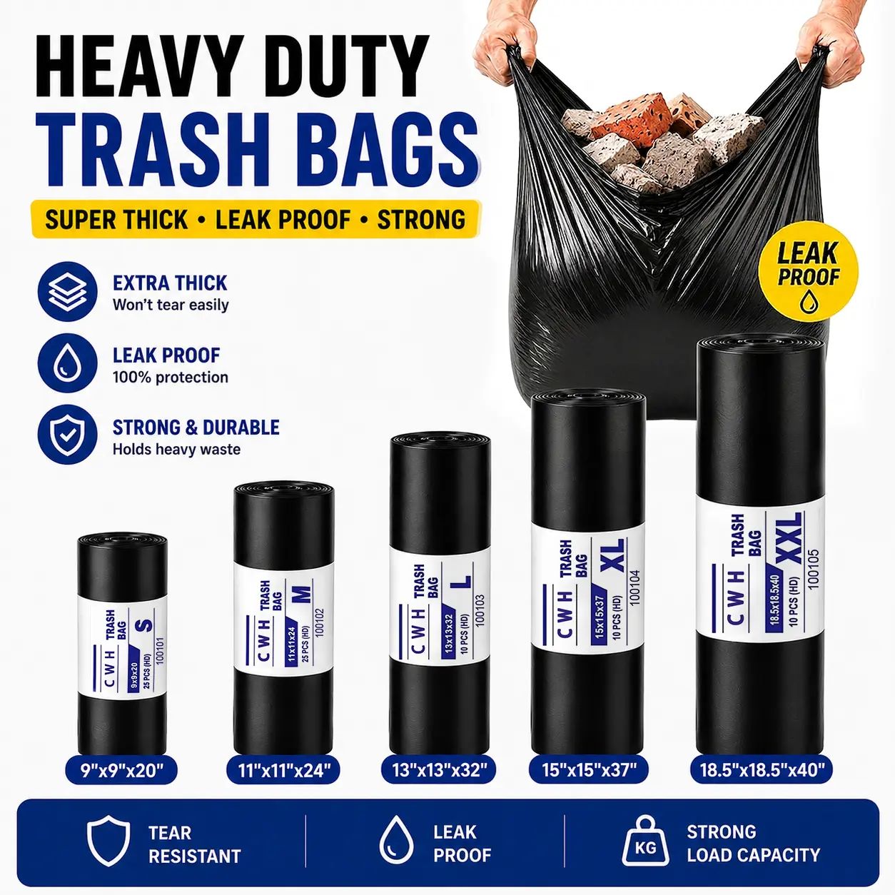 Trash Bag Disposable Plastic Garbage Bags (Non-pull-type garbage bag)