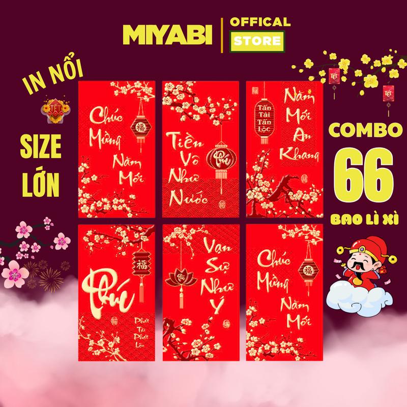 Set 66 Bao lì xì tết 2026 Ất Tỵ đỏ mừng năm mới Bính Ngọ lì xì tết sang trọng đem lại may mắn cho Gia Chủ - MIYABI