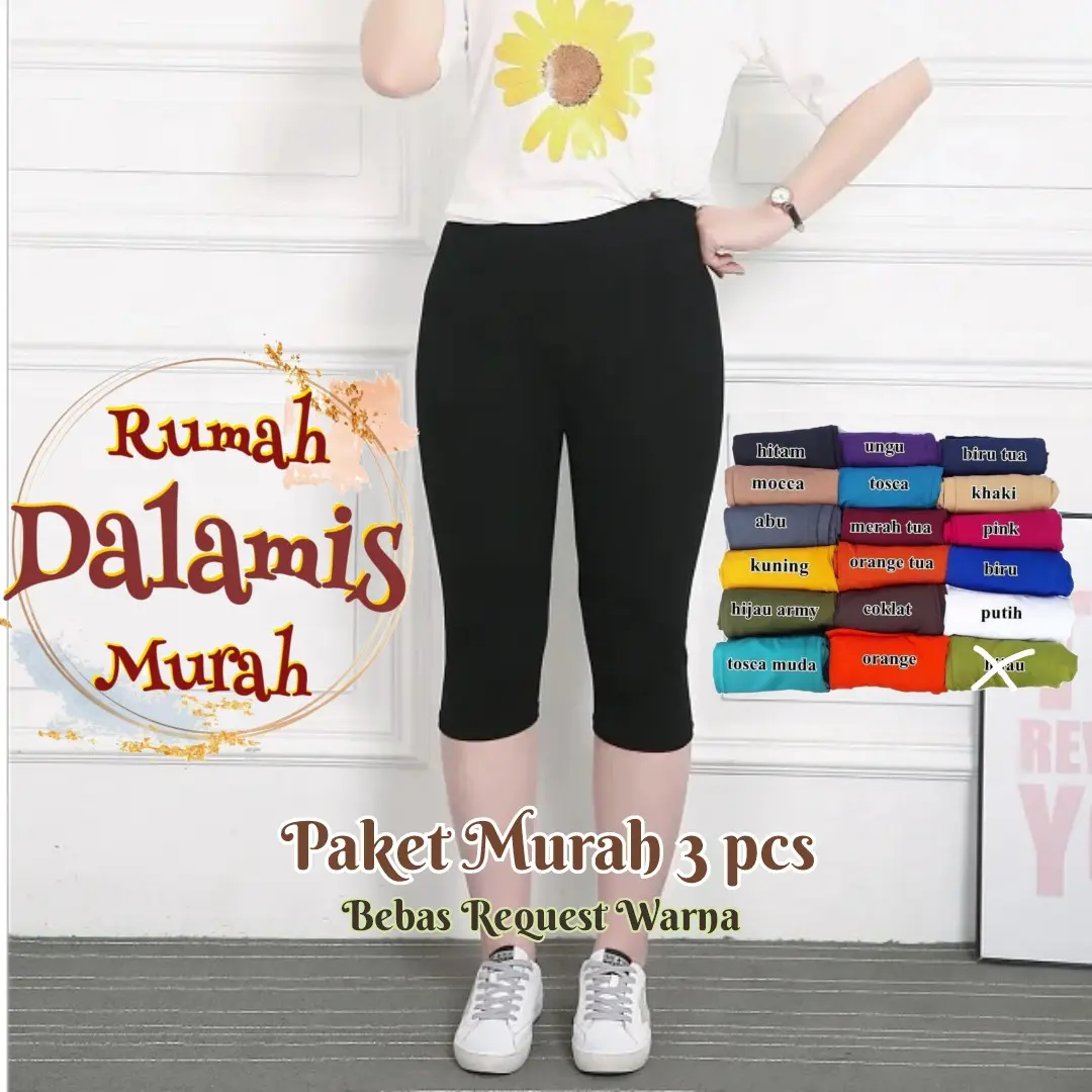 Paket Murah 3 pcs Legging Pendek Spandek Standar & Jumbo