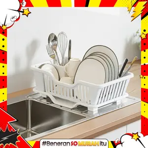 Rak Pengering Piring Mangkok Tempat Garpu Sendok Baskom Sayur Buah Plastik Dish Drain