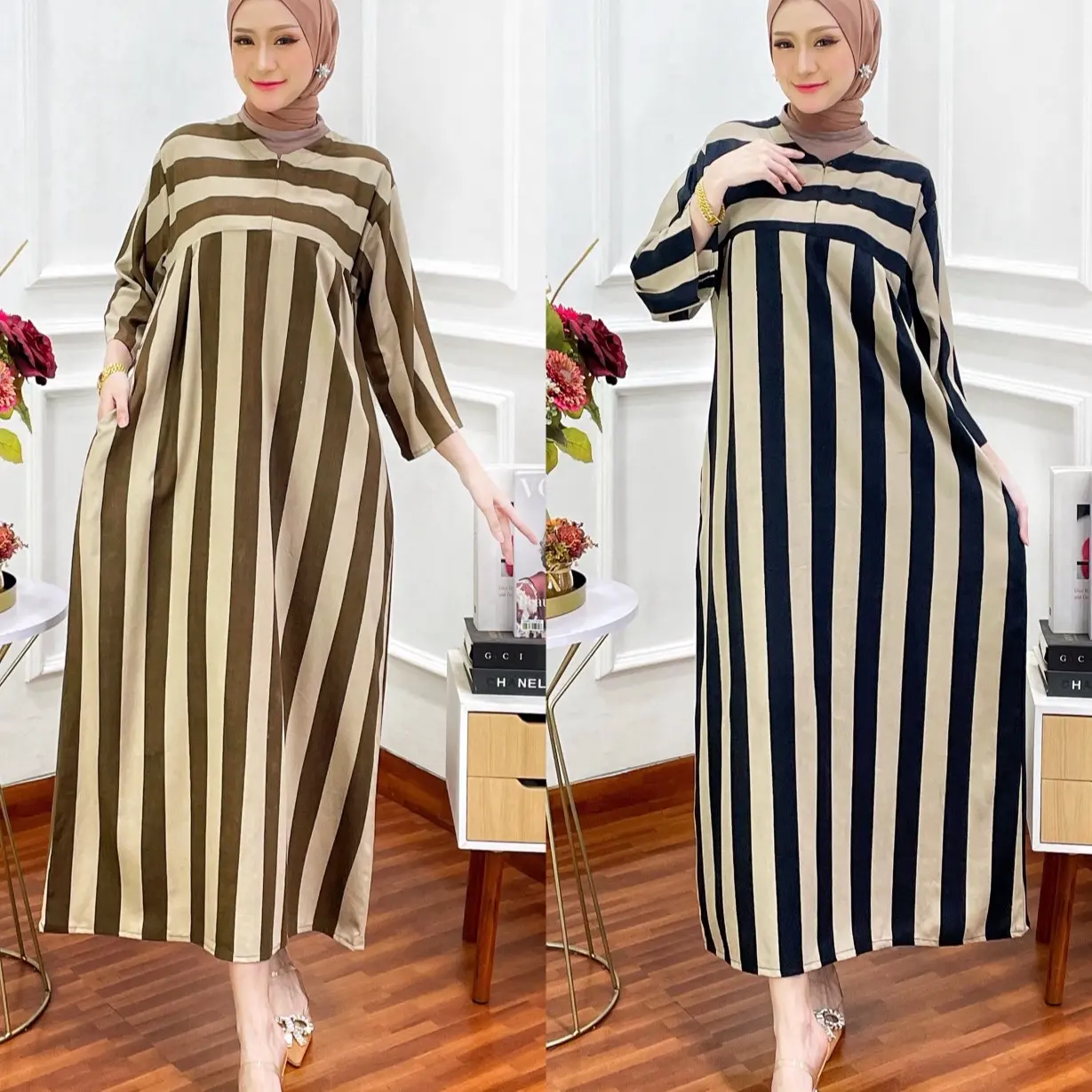 DRES MIDI SALUR LENGAN 3/4 BUSUI VIRAL KEKINIAN TERBARU