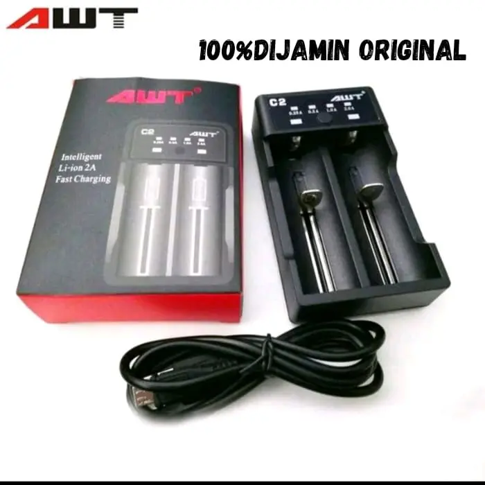 Ready Stock Charger AWT C2 2A USB battery 18650