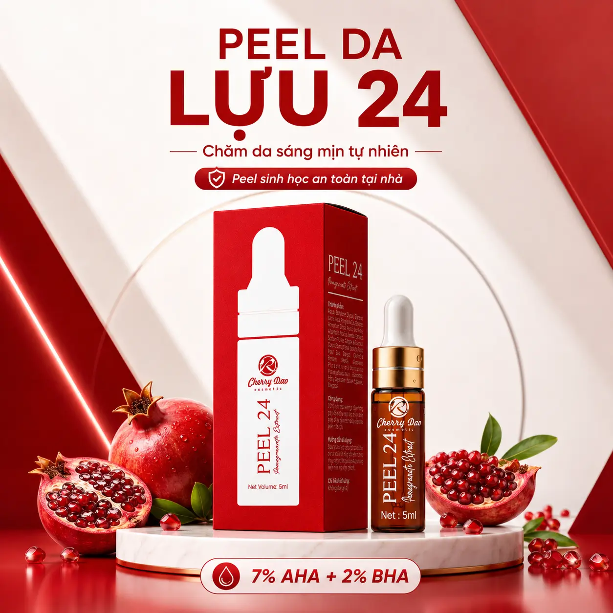 Peel Da Lựu Đỏ AHA BHA Hấp Thu Dưỡng Chất Giúp Da Tươi Tắn, Đều Màu, Sáng Mịn Tự Nhiên 5ML