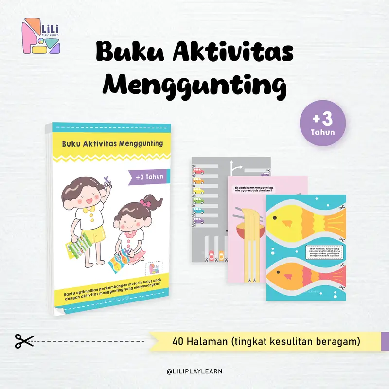 Lili Play Learn - Buku Aktivitas Menggunting - Stimulasi Motorik Halus Anak 3+ 0