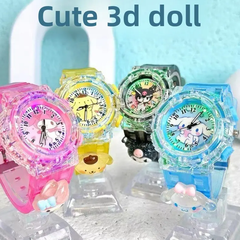 Sanrio Kuromi Cartoon Kids' Watches with Glow-in-the-Dark Feature, Digital/Analog Display Quartz Watches