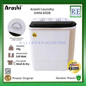 ARASHI Mesin Cuci 2 Tabung AWM 602B - 6 KG Low Watt Garansi Resmi