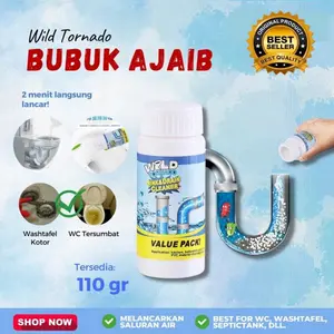 Wild Tornado Anti Sumbat Bubuk Pembersih Pipa Saluran Air Wastafel WC Toilet Sink And Drain 110g