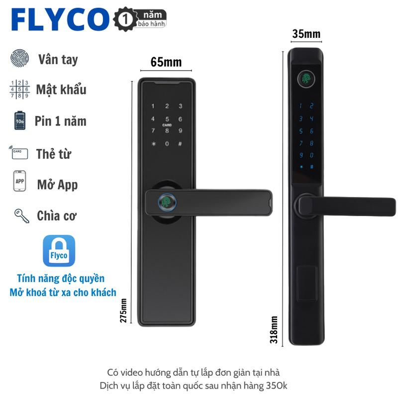 2025 Khóa Thông Minh Vân Tay Điện Tử Flyco phù hợp Cửa Gỗ,Composite, Nhôm Kính,Xingfa,Cửa Sắt - Bảo Hành Khoá 1 năm