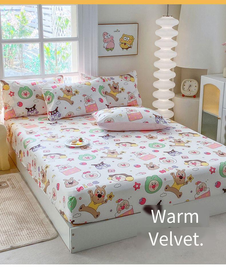 Product Introduction of Cartoon style Premium Cotton 3in1 Bedsheet Cadar Single/Queen/King Size Fitted Bedsheet 950 TC Getah Keliling Free Pillowcase (Cadar Murah) cadar  tds 42