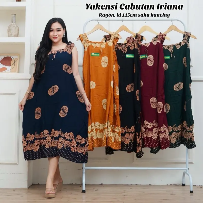 Daster Yukensi 3 PCS USAHA Paket Motif Nyaman Rayon Panjang Wanita Busui Batik Pendek Kancing Katun Tidur Ibu Bumil Bahan Rayon Santung Adem untuk Berbagai Aktivitas di Rumah 3