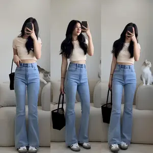 Celana Highwaist Cutbray Jeans Wanita Strecth Kekinian Keren