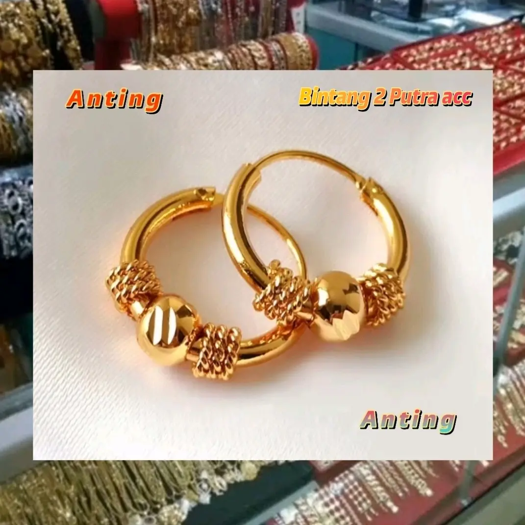 Anting Gifsi Titanium Lapis Emas Tahan Karat Tidak Luntur Elegan Wanita Berlian Earrings