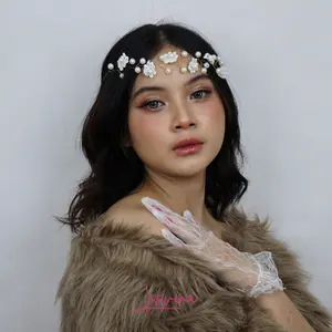 Lovina Maretha Headpiece - Aksesoris Kepala Bunga Mutiara Elegant Ala Korea