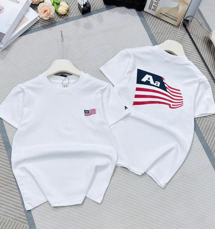  THÊU Áo Thun Nữ THÊU Cờ Mỹ Aa 2 Mặt Cao Cấp Phom Ôm Vừa Cotton Co Giãn Dưới 58kg Mềm Mịn Mát Mẻ Dễ Phối Đồ Freesize Đen Trắng Đỏ Mận 