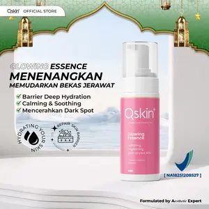 QSKIN+ Glowing Essence - Perawatan Wajah Kering, Bopeng Kemerahan Hydrating Mencerahkan Berminyak Anti Aging Kerutan Vitamin Kulit Kusam Jerawat Whitening Penghilang Flek Hitam Proteksi Barrier BPOM