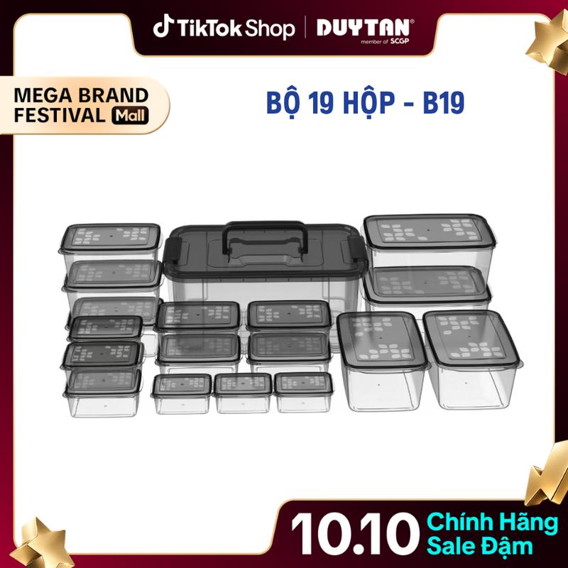 Bộ hộp B19, combo 19 hộp đựng thực phẩm DUY TÂN đủ size từ 150ml đến 7200ml chịu nhiệt, dùng được cho lò vi sóng, tủ đông
