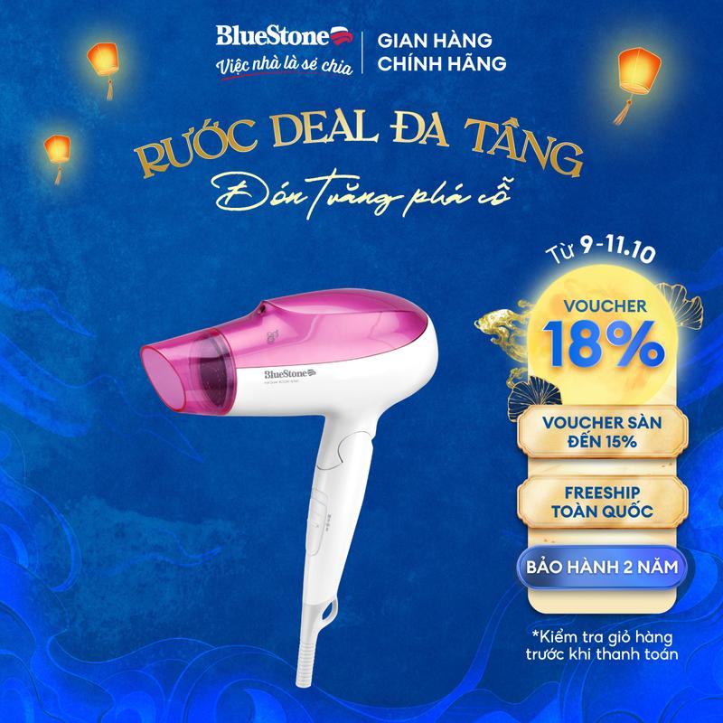 [SALE] Máy Sấy Tóc BlueStone HDB-1859 1800W Tay Cầm Gập Gọn Màu Hồng Pha Trắng Tiện Lợi Bảo Vệ An Toàn Dành Cho Du Lịch